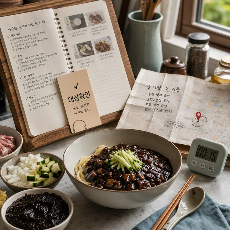 집에서 짜장면 키트를 조리하기 전 확인할 체크포인트 이미지