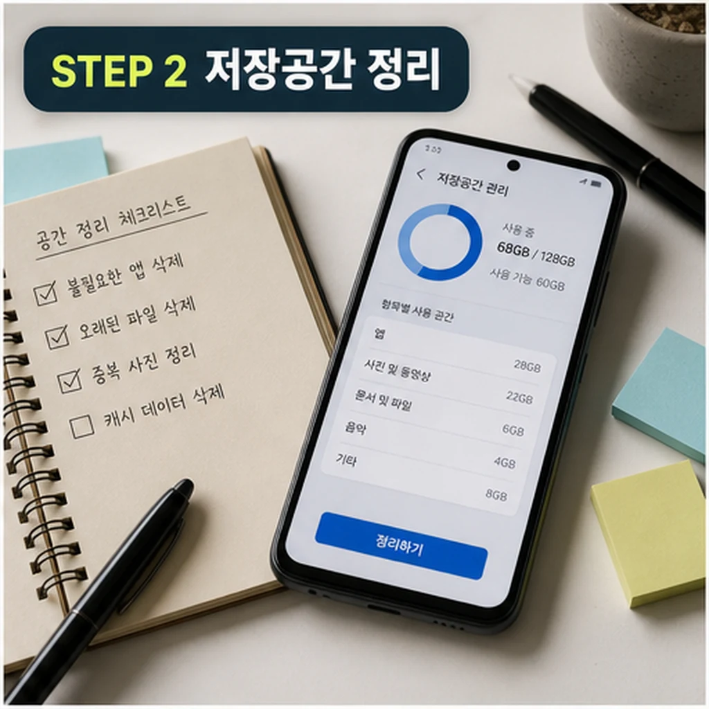 구형 아이폰 저장공간 정리와 불필요한 앱 삭제 체크 이미지