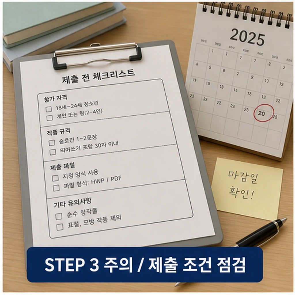 강북아이윌센터 ‘2025 청소년 AI 리터러시 꿀팁 슬로건 공모전’ 개최 사용법과 활용 팁 본문 이미지 3 - 청소년 AI 리터러시 공모전 체크리스트