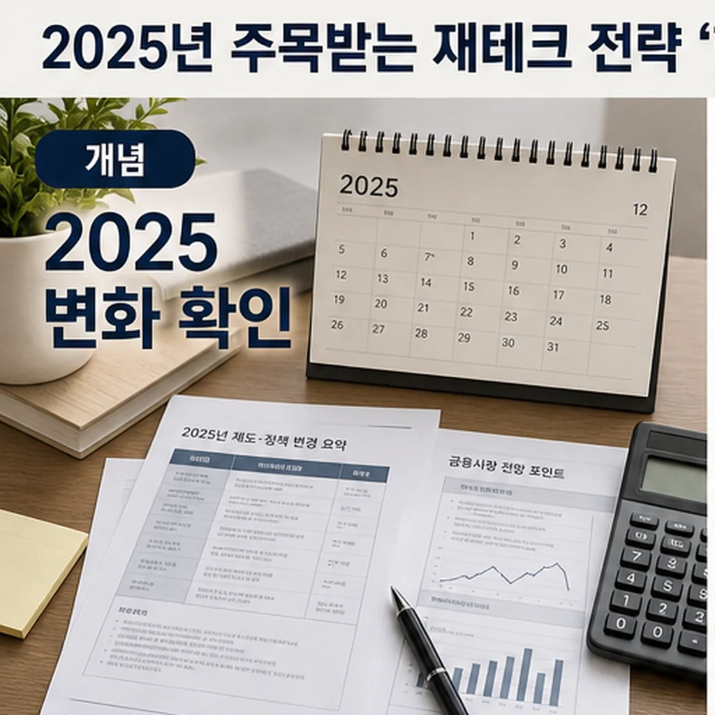 2025년 재테크 전략 변화 확인을 위한 달력과 자료 체크 이미지