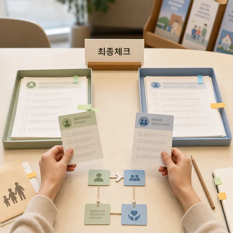 대한사회복지회 설치 전 체크리스트를 살펴보는 안내 카드 이미지