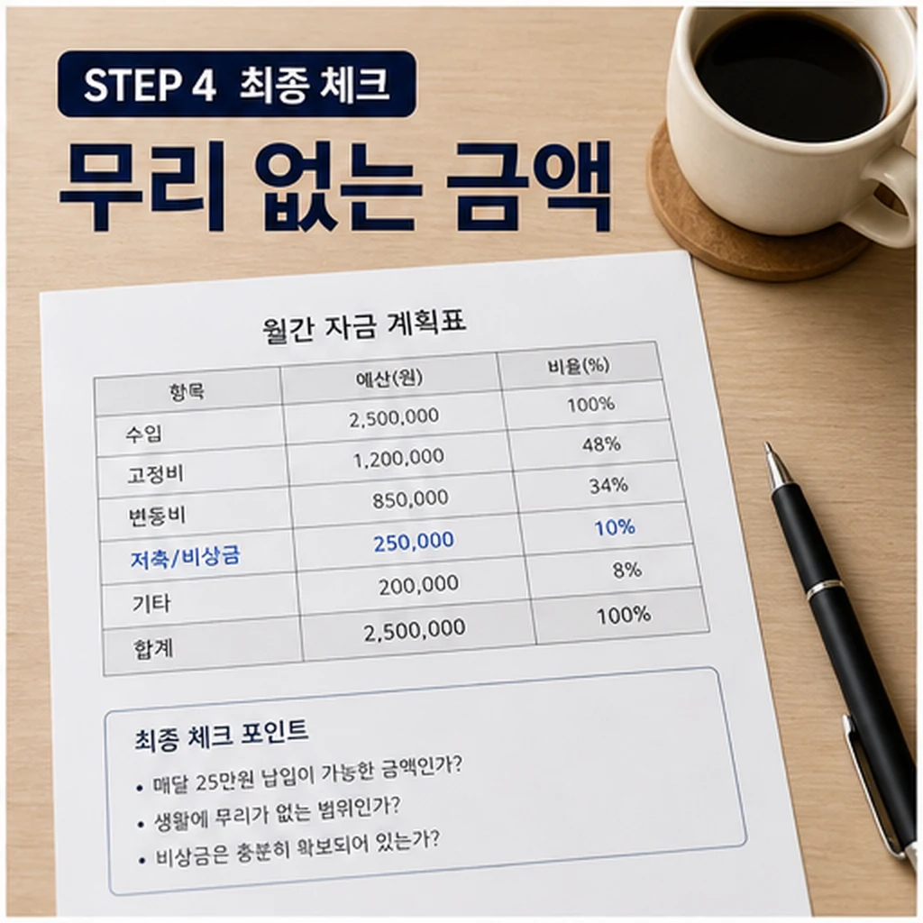 월 25만원 무리 없는 금액 최종 체크 이미지