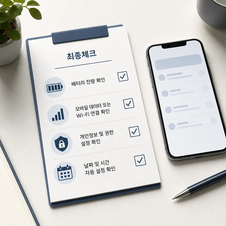 뉴스앱 설치 전 데이터와 권한 최종 체크를 보여주는 이미지