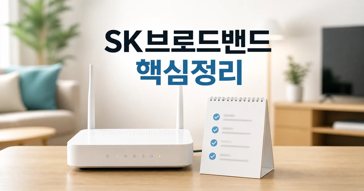 SK브로드밴드 핵심정리를 보여주는 와이파이 공유기와 체크리스트 썸네일