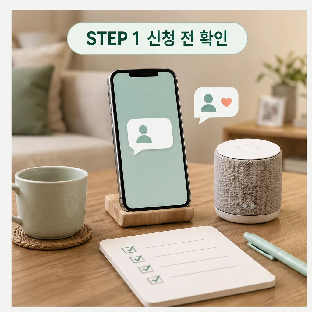 하나은행 시니어 AI 안부서비스 신청 전 확인 단계 이미지