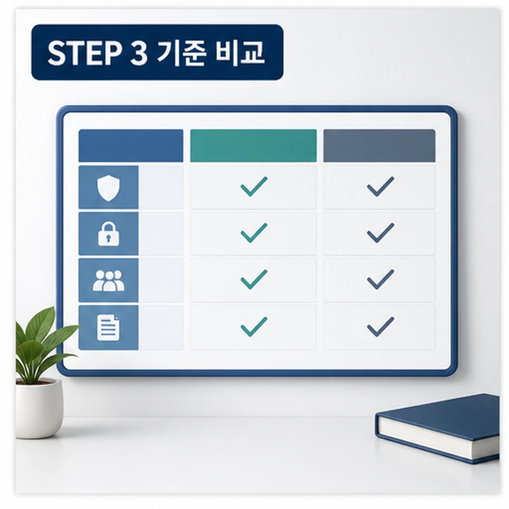 개인정보관리 기준 비교와 확인사항 이미지