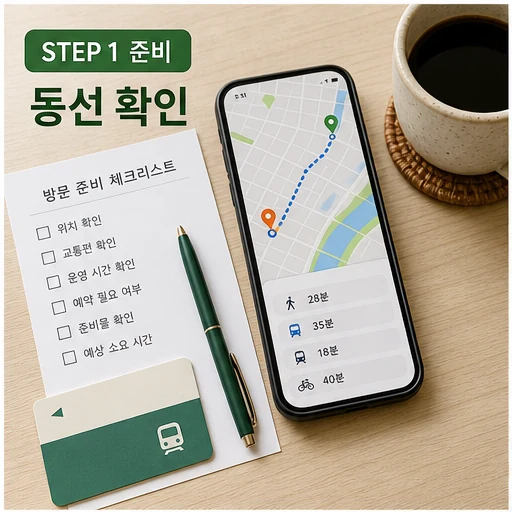 케어케이션과 한국인의 일상 관광 방문 전 동선 확인 이미지