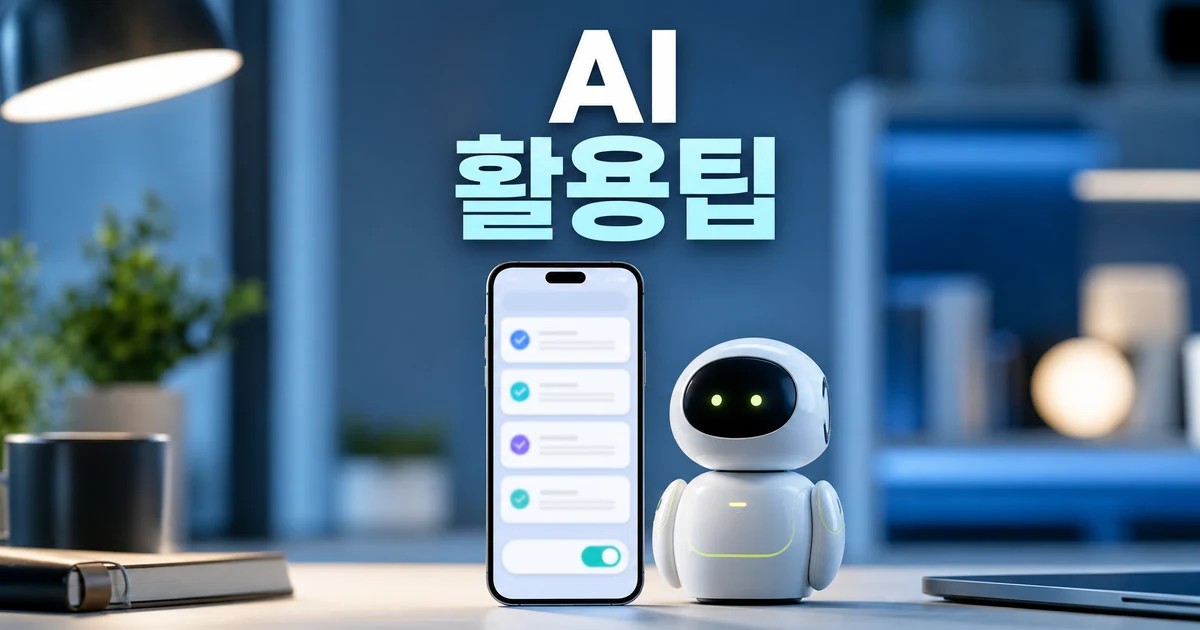 AI 로봇 시대 활용팁을 보여주는 스마트폰과 로봇 어시스턴트 썸네일