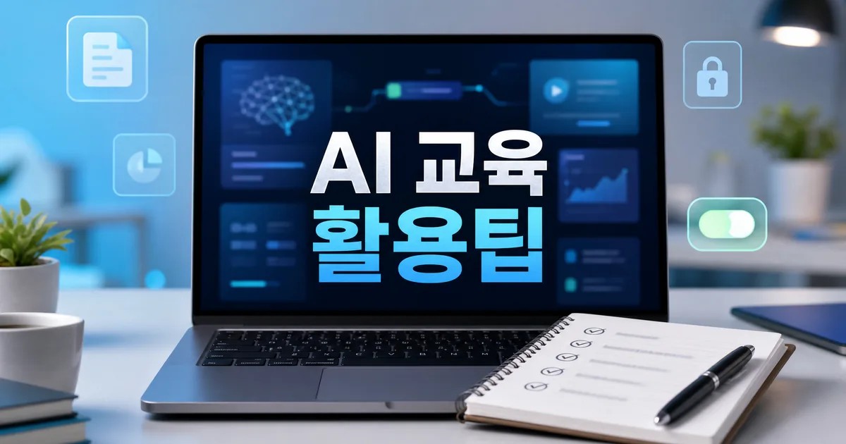 AI 교육 활용 팁을 확인하는 노트북과 체크리스트 썸네일