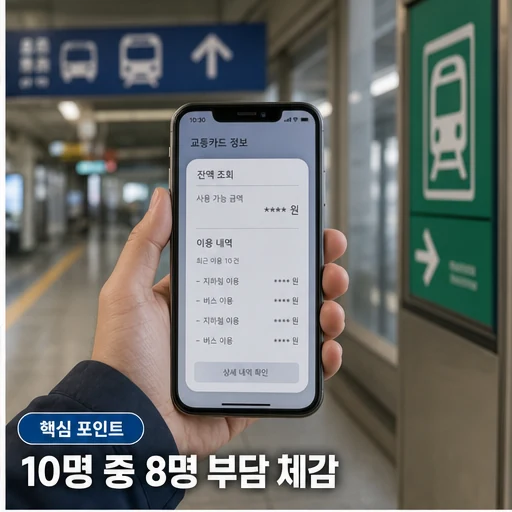 10명 중 8명 생활비 부담 체감과 대중교통 요금 확인 장면 본문 이미지