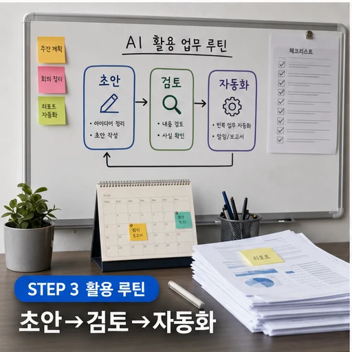 AI 도구 활용 루틴 초안 검토 자동화 절차 이미지