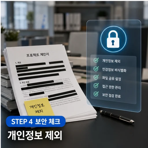 업무용 AI 도구 사용 전 개인정보 제외 보안 체크 이미지