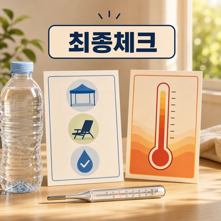 온열질환 위험 상황 전 최종 체크와 주의사항을 비교하는 이미지
