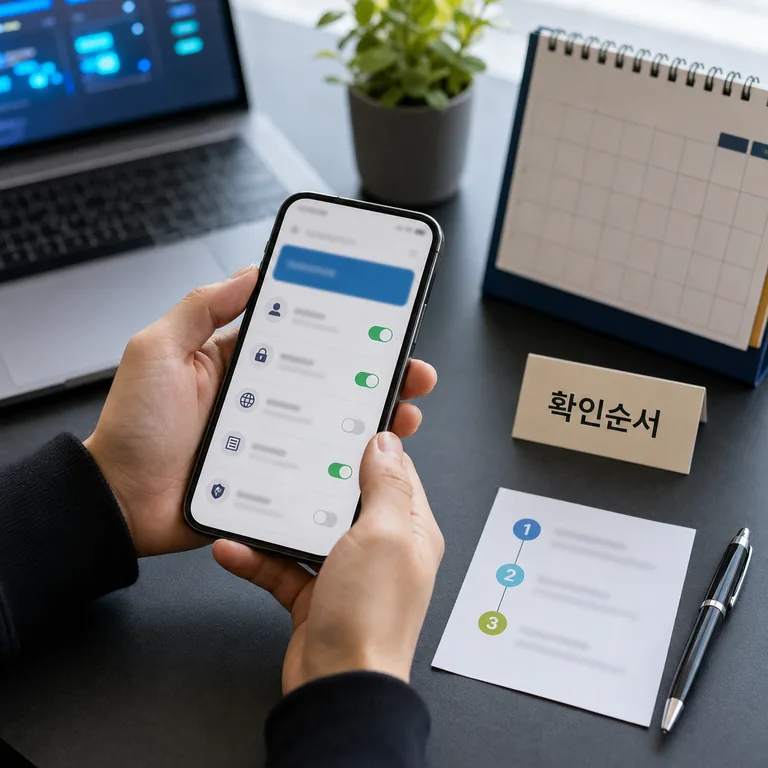 AI 서비스 요금과 권한 설정 순서를 점검하는 스마트폰 화면 이미지