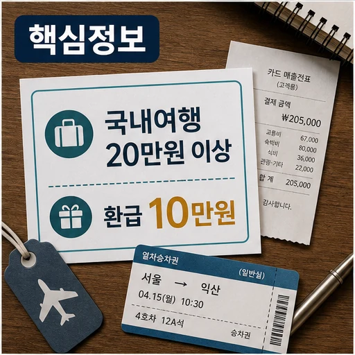 4월 국내여행 20만원 이상 사용 10만원 환급 핵심 정보 본문 이미지