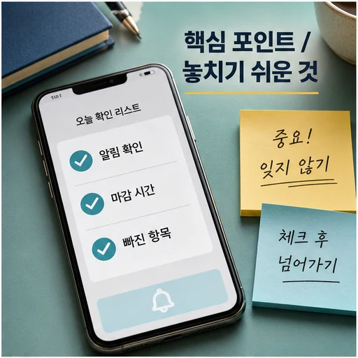 02화 Coffee Break_일일 주의사항과 확인 포인트 본문 이미지 2 - 놓치기 쉬운 핵심 포인트