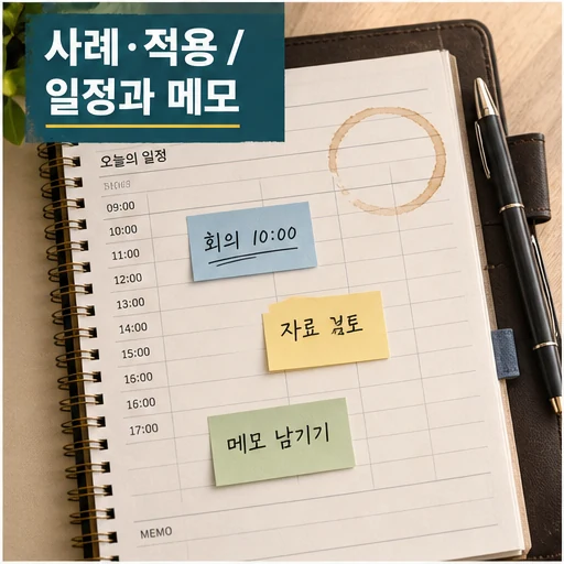 02화 Coffee Break_일일 주의사항과 확인 포인트 본문 이미지 3 - 일정과 메모 적용