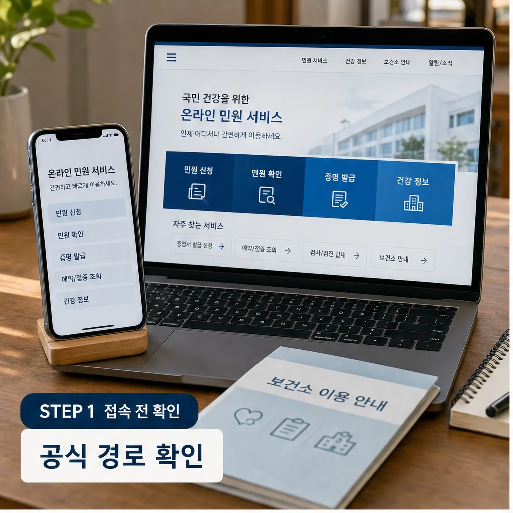e보건소 온라인 민원 공식 경로 확인 이미지