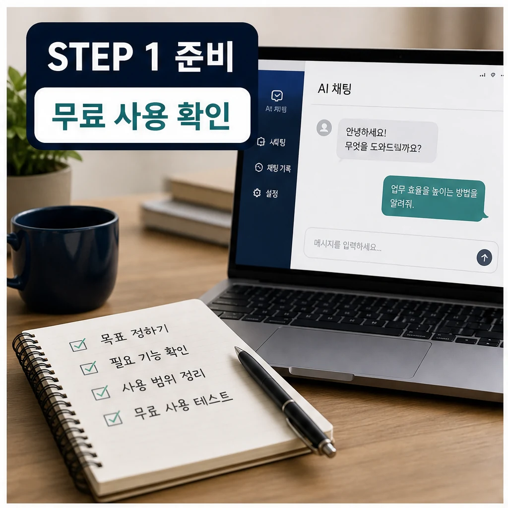 챗GPT 무료로 사용하는 법, 유료와는 무엇이 다를까? 실무 활용 체크리스트 본문 이미지 1: STEP 1 준비 — 무료 사용 확인