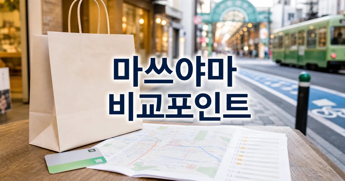 마쓰야마 여행 쇼핑 스팟과 교통 확인 포인트를 보여주는 썸네일