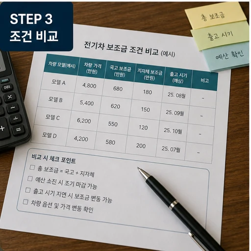 전기차 보조금 조건 비교표와 구매 전 체크포인트 이미지