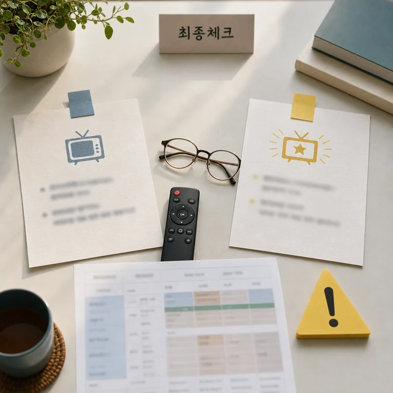 미운 우리 새끼 2026 설치 전 체크리스트를 카드와 노트로 비교하는 이미지