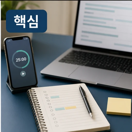 갓생 핵심 포인트를 타이머와 체크리스트로 점검하는 본문 이미지