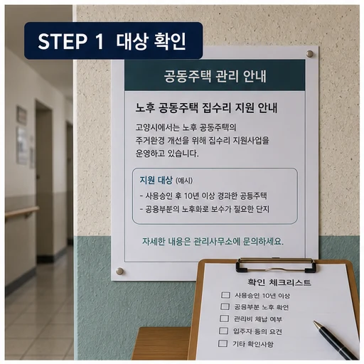 고양시 노후 공동주택 집수리 지원 대상 확인 체크리스트 이미지