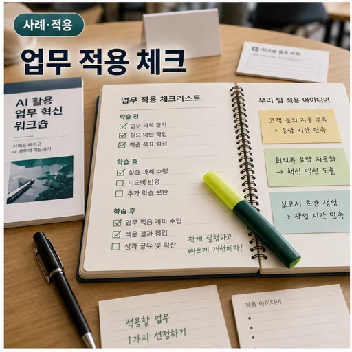 HRD 업무 적용 체크리스트와 교육 현장 적용 이미지