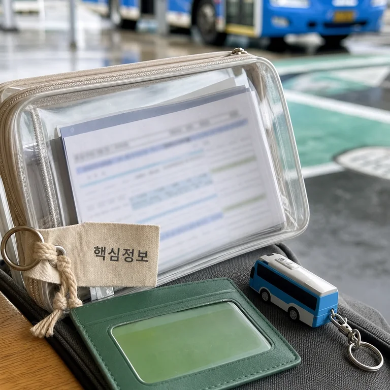 수련회와 수학여행 일정 확인을 준비하는 자료와 교통 안내 이미지