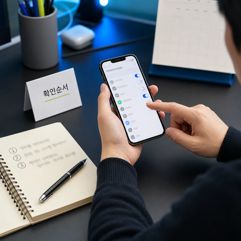 정보 위장 앱 권한과 설정 순서를 확인하는 스마트폰 작업 화면 이미지
