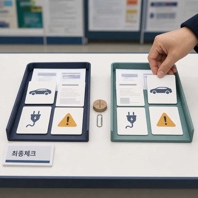 전기차 보조금 신청 전 조건과 준비 항목을 점검하는 체크리스트 이미지