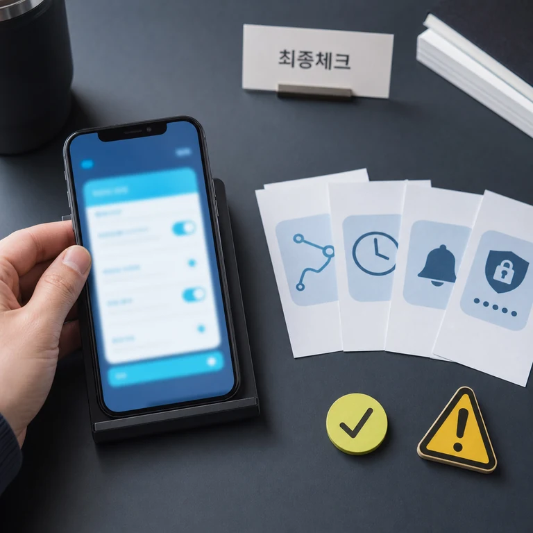 방문 전 추천 앱 설정과 체크리스트를 비교하는 확인 이미지