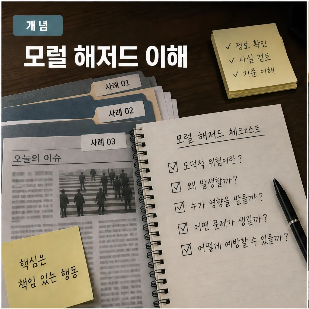 모럴 해저드 개념과 사실 검토 항목을 정리한 체크리스트 이미지