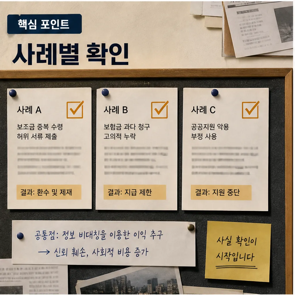 모럴 해저드 사례별 확인과 공통점을 정리한 공공 이슈 이미지