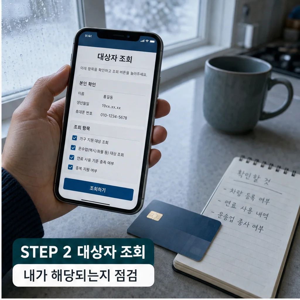 고유가 피해지원금 2026 대상자 조회와 해당 여부 점검 이미지