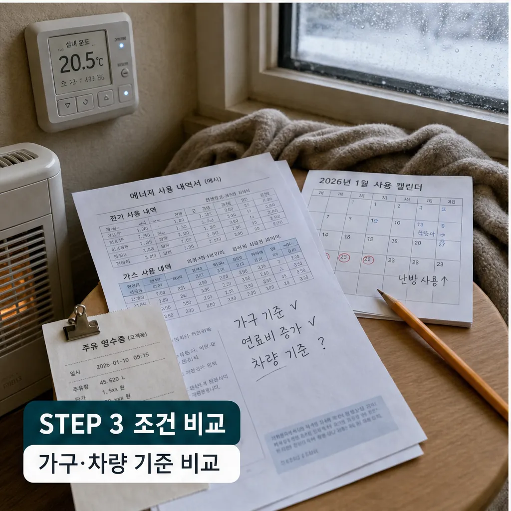 고유가 피해지원금 가구 차량 조건 비교 체크 이미지