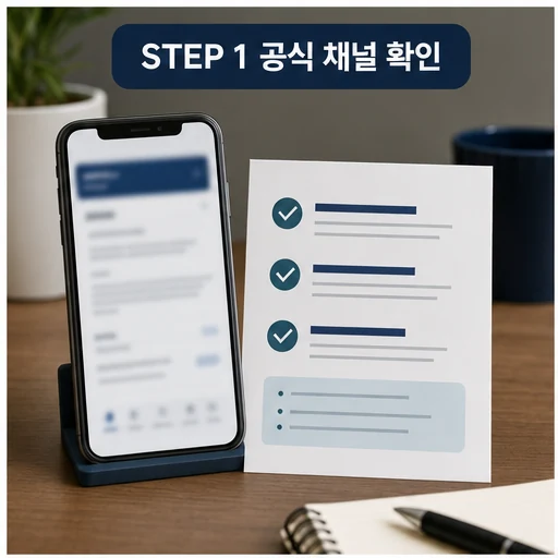 서울신용보증재단 모바일 이용 전 공식 채널 확인 단계 이미지