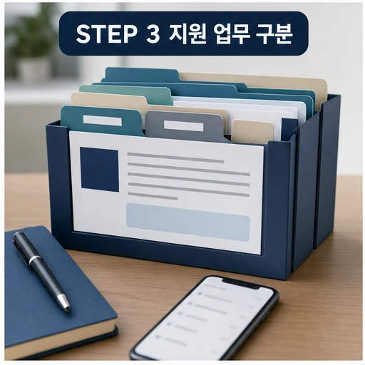 서울신용보증재단 모바일 지원 업무를 구분해 확인하는 이미지