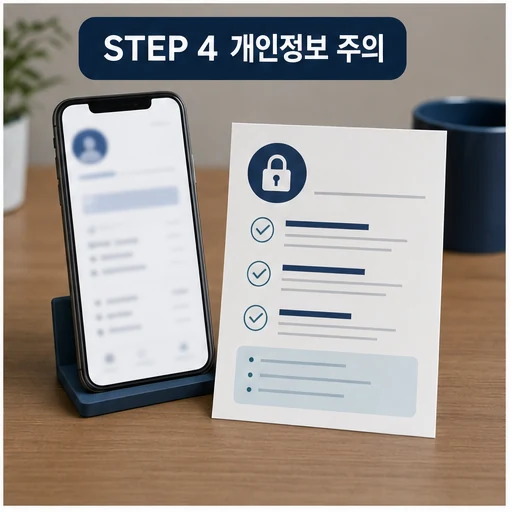 서울신용보증재단 모바일 이용 시 개인정보 입력 전 주의사항 이미지