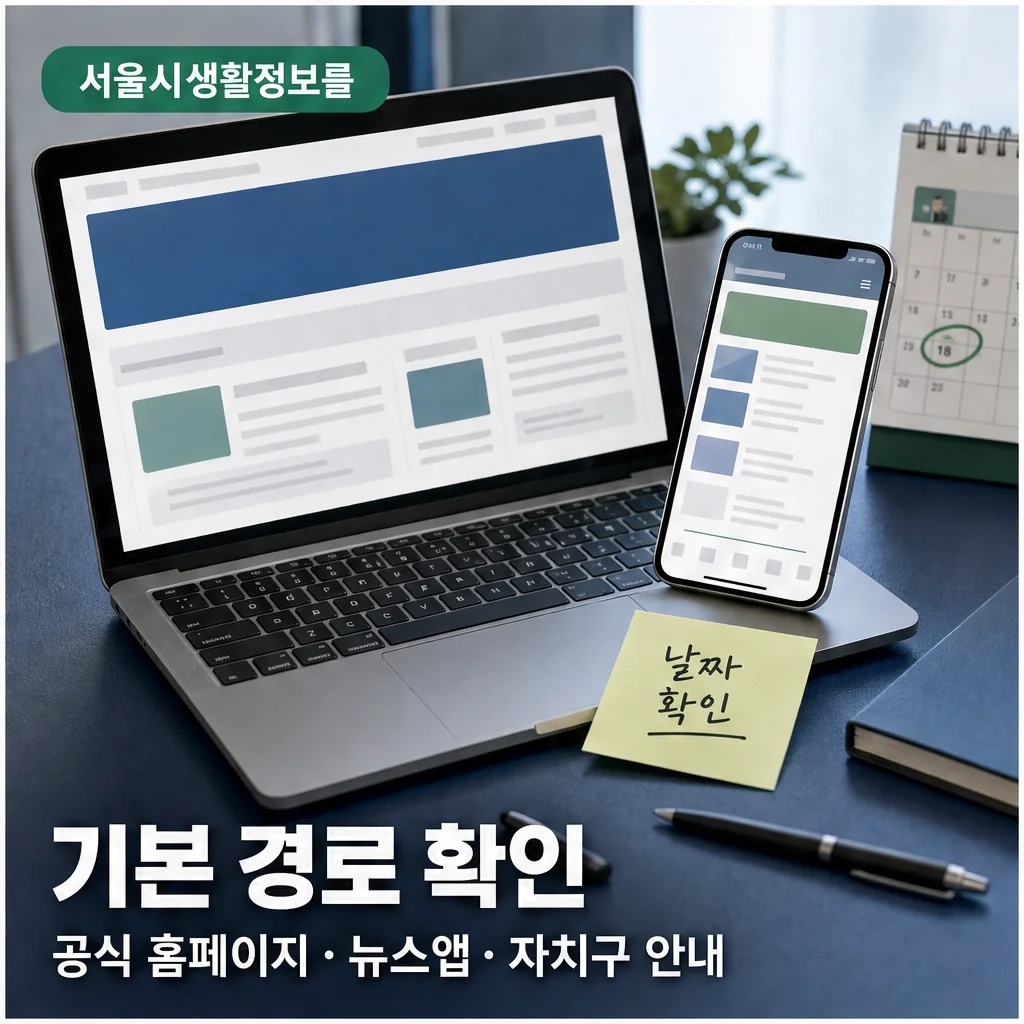 서울시 생활정보 공식 채널 기본 경로 확인 이미지