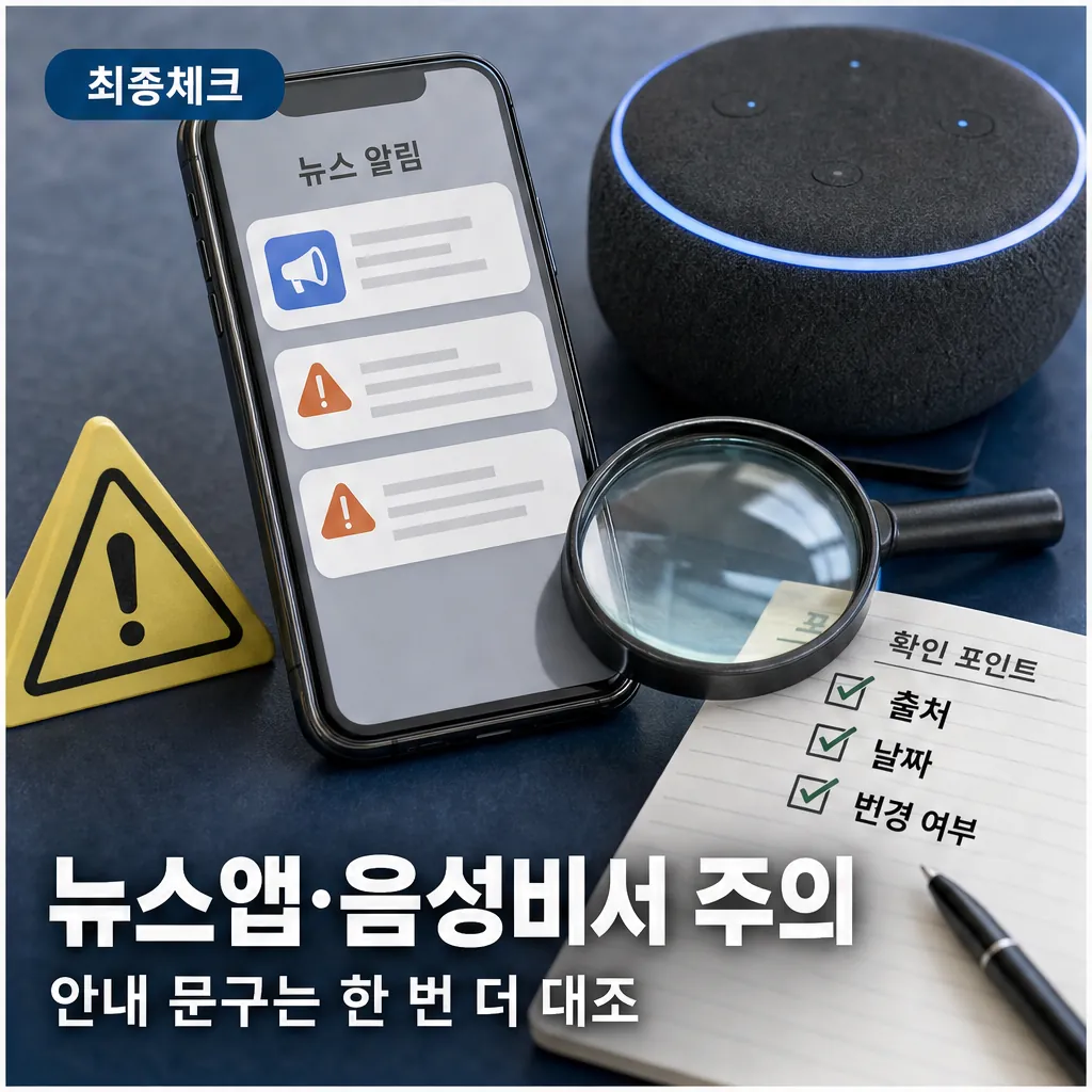 뉴스앱 음성비서 서울시 정보 확인 주의사항 이미지
