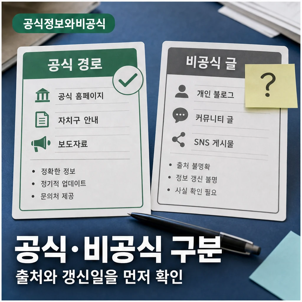서울시 공식 정보와 비공식 정보 구분 이미지