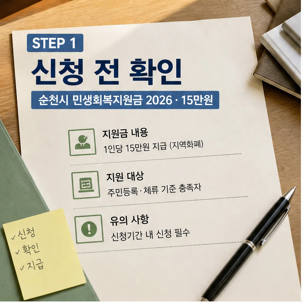 순천시 민생회복지원금 2026 15만원 신청 전 확인 이미지