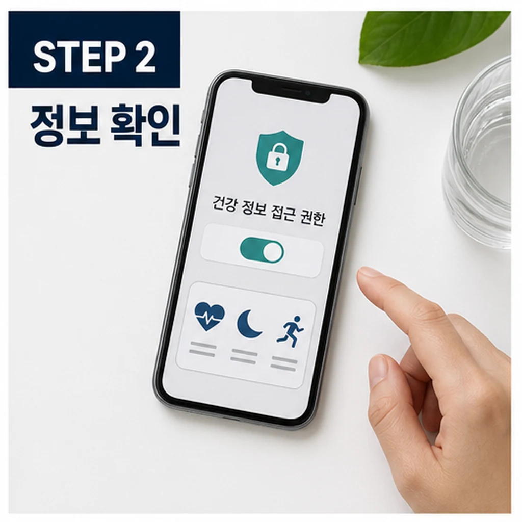 디지털 헬스케어 정보와 개인정보 항목을 확인하는 이미지