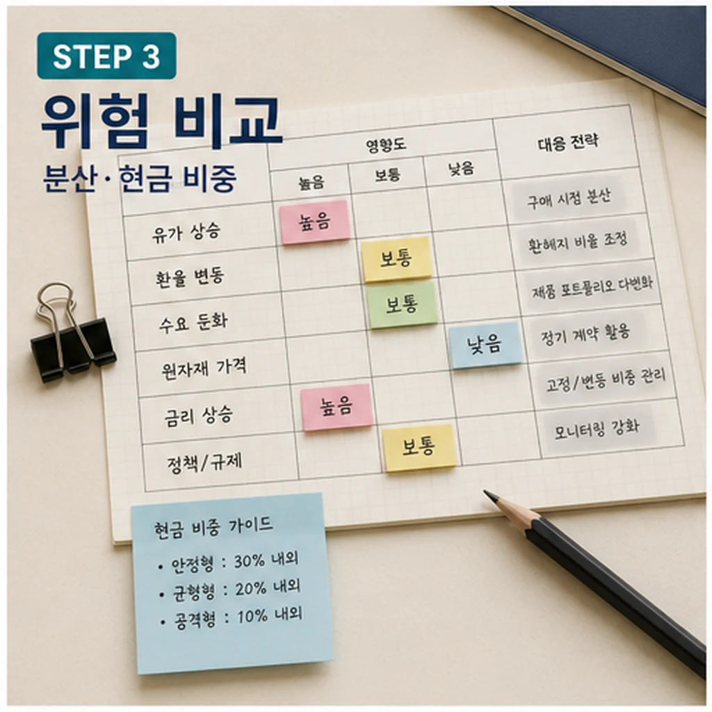 유가 환율 실적 위험을 비교하는 재테크 전략 이미지