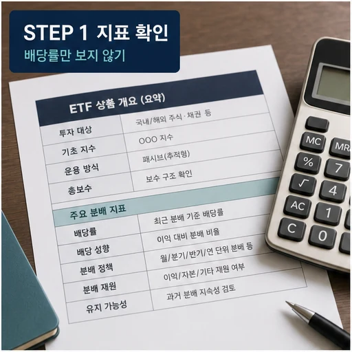 ETF 배당 지표와 배당 성향 확인 체크 이미지