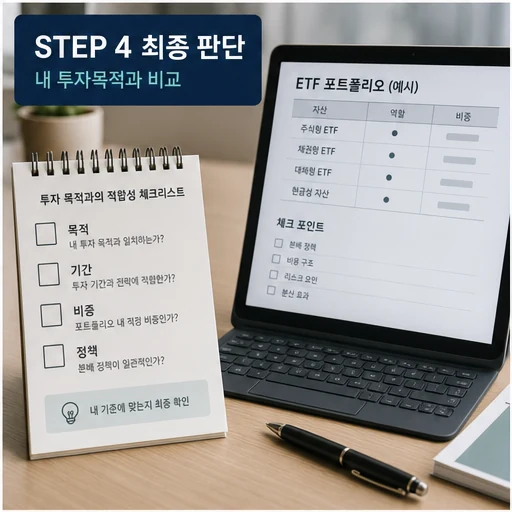 ETF 투자 목적과 포트폴리오 최종 판단 이미지