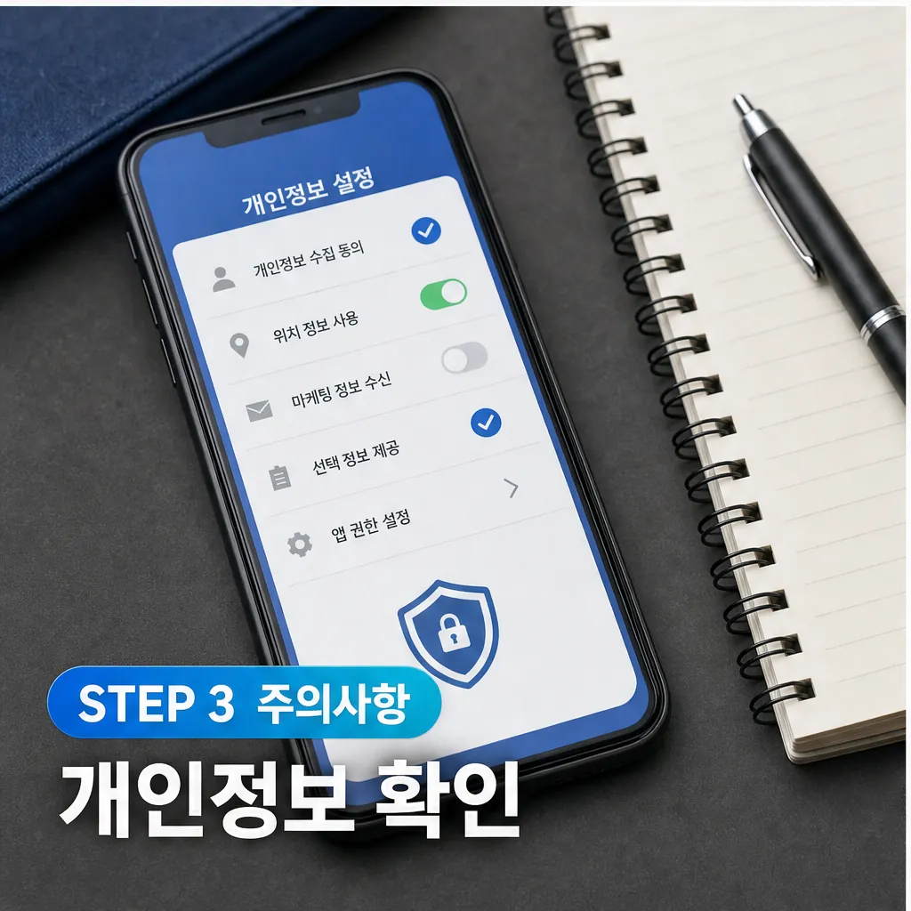 챗GPT와 디지털 서비스 이용 전 개인정보 확인 체크 이미지