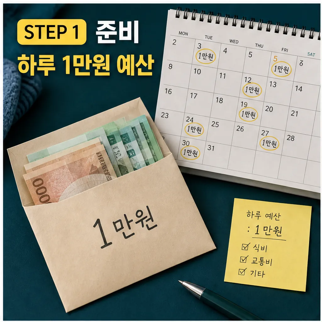 하루 생활비 1만원 챌린지 준비와 예산 봉투 체크 이미지